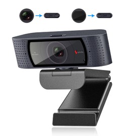 Angetube Webcam for PC - 1080P Full HD Streaming Webcam with Built-in Protective Cover, Auto Focus PC Camera with Dual Noise Reduction Microphones. Suitable for PC, Laptop, Computer, Linux and Mac