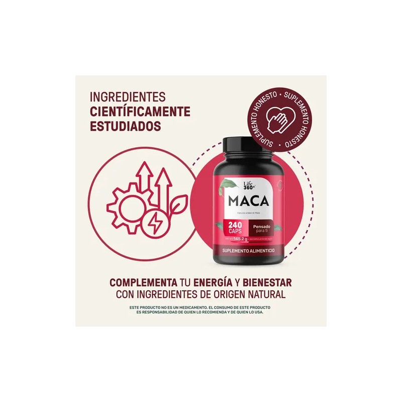 Maca Mix - Maca Negra, Amarilla y Roja 240 Cápsulas