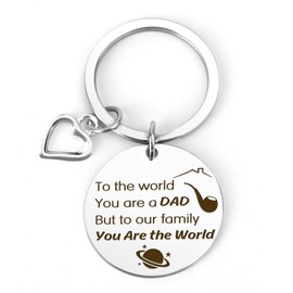 Gifts for Dad Birthday Papaw Fathers Day Papa Christmas Father's Daddy Gift for Dads Father from Daughter Son Keychain (dad-to the world)