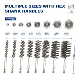 8 PCS Stainless Steel Bore Brush,Bore Wire Brush for Power Drill,Cleaning Twisted Drill Wire Bore Brush Set with 1/4 Inch Hex Shank for Cleaning Tubes, Rust, Bearings(8,10,13,16,19,22,26,29mm)