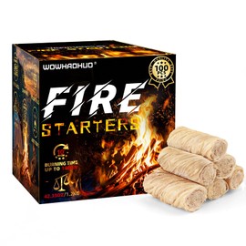WowHaoHuo 100Pcs Fire Starters for Fireplace,Grill & BBQ,Campfires, Camping, Survival kit, Chimney, Grill Pit, Fire Pit, Wood Stove, Smoker,Charcoal Starter,Waterproof,Natural Fire Starter