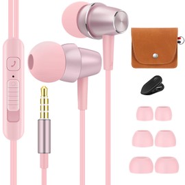 Bulees Kopfhörer für Kinder,Sanft In-Ear Headphones mit Mikrofon und Lautstärkeregler, Niedlich Kleine Ohrhörer für iPhone6/6s,Smartphones, MP3-Rosa