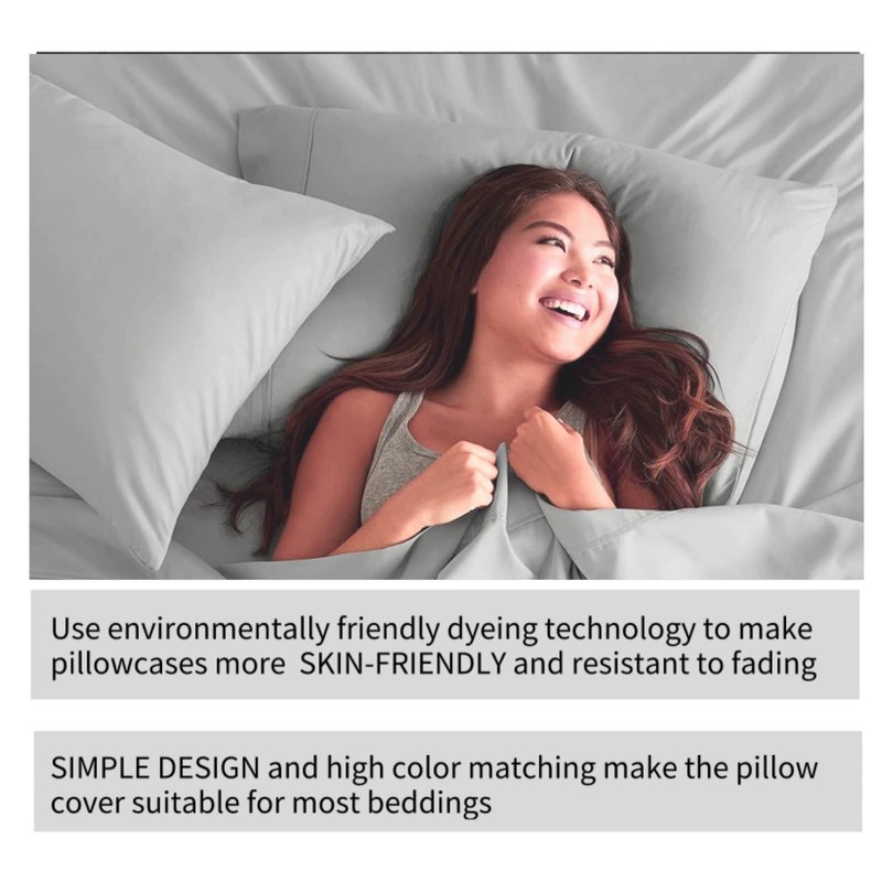 2 Pack Pillow Cases Poly-Cotton Luxury Soft Brushed Microfiber Pillowcase
