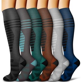 COOLOVER Copper Compression Socks for Women and Men(6 Pairs)-Best Support for Running, Athletic, Nursing, Travel