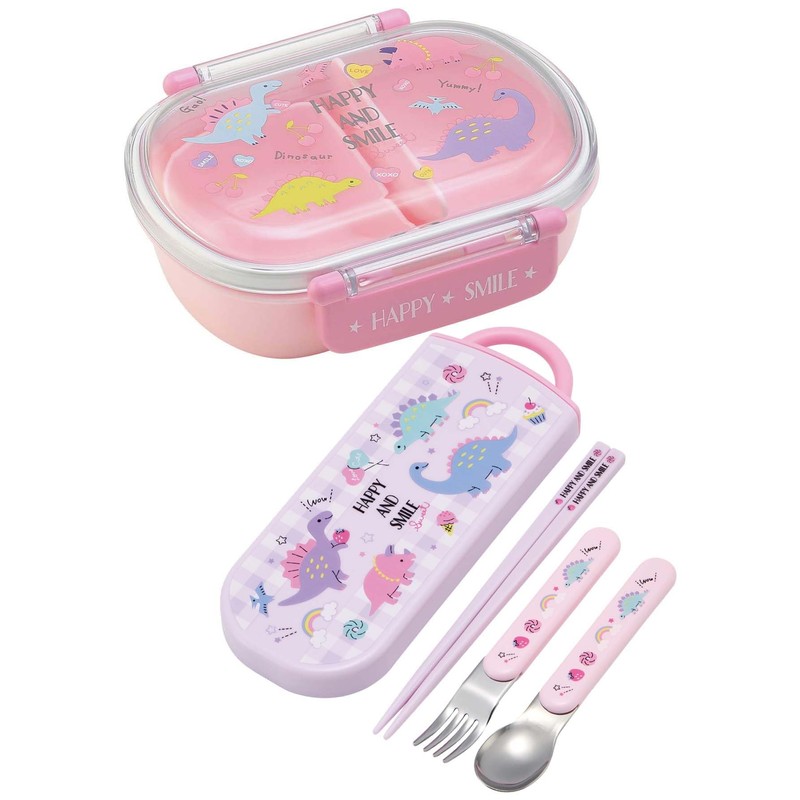 Skater TACC2AG-A Trio Set Chopsticks Spoon Fork Happy & Smile