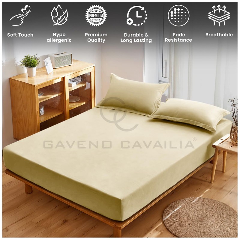 Plain Dyed Bedding Fitted Bedsheets, Soft & Comfy Double Bed