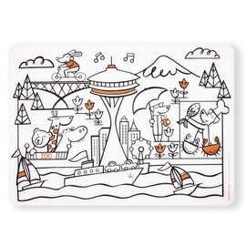 modern-twist 10 x 14 Reusable, Waterproof Coloring Mark-Mat Sheet for Kids, 100% Food-Grade Silicone, Pack of 1, Seattle