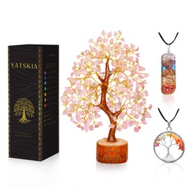 Rose Quartz Tree - Spiritual Gifts - Crystal Tree - Quartz Crystal - Housewarming Gifts for Women - Pink Room Decor - Tree of Life - Gemstones and Crystals - Meditation Accessories - Gemstone Tree