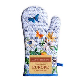 Maison d' Hermine Oven Gloves 100% Cotton Oven Mitt 7" x 13" with Loop Heat Resistant, BBQ, Cooking Gloves, Baking, Grilling, Kitchen, Handling Hot Pans Spring/Summer (Pack of 1, Passiflora)