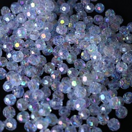 HERZWILD Approx. 330 x AB Plastic Beads for Threading, 10 mm Plastic Beads for Making Bracelets and Necklaces (White 10 mm)