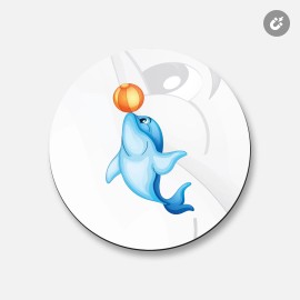 Unbranded Dolphin Ball Funny Animal | 4'' X 4'' Round Decorative Magnet