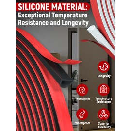 KAFUWELL Weather Sealing Strip Door Seal, New D-Shaped Silicone Self Adhesive Window Weather Stripping, for Door/Window/Automotive Seal（20FT White 9/16"W × 15/32"T）