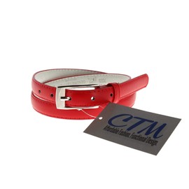 CTM Women's Skinny Leather Belt, Red, XL