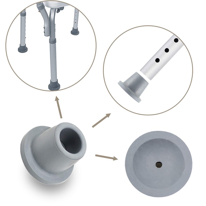 4Pcs 1" I.D Grey Replacement Feet Rubber Suction Cup Feet