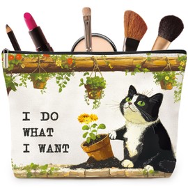 Joybble Makeup Bag, Cat Make up Bags for Women Girls, Cat Gifts for Women, Small Flat Lay Makeup Bag, Travel Cosmetic Bag Storage Organiser Toiletry Bag Zipper Pouch, Cute Stuff for Friend Sister (01)