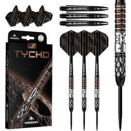 Mission Darts | Tycho | Steel Tip Darts | 90% Tungsten | Black & Bronze PVD | Multiple Weights (26, Grams)