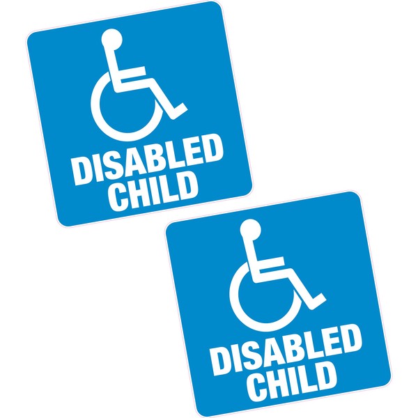 2 x Disabled Child Blue Badge 4" 100mm Sq. Vinyl