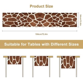 Giraffe Skin Print Table Runner Kids Wild Animals FurRustic Farmhouse Brown Retro Texture Abstract Girls Boys Adults Table Runner for KitchenParty Holiday Dinner, 13x60 Inch