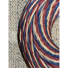 Threshold New Threshold Round Handcrafted Rattan Wreath Floral Decor 16" Red Blue Tan