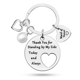 Maid of Honor Gift Keychain Appreciation Gift for Matron of Honor Wedding Gifts for Bridesmaid Thank You Keyring Gifts for Bridesmaids from Bride Proposal Jewelry Bridal Party Bachelorette Party Gift