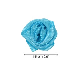 PATIKIL - Mini rosas de cinta de satén de 1,5 cm, 50 piezas de flores de tela pequeña para adornos de rosetas para manualidades y bodas, color azul