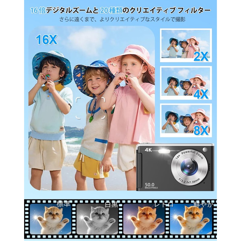 Digital Camera (UHD 4K Video Recording, Upgraded True 50MP Images)