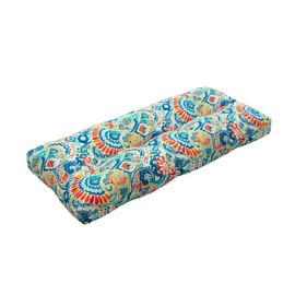 Magpie Fabrics Indoor Outdoor Bench Cushion 45"x18", Non-Slip Tufted Water Resistant Long Seat Pads, Patio Loveseat Cushion for Window, Garden, Swing, Settee - Paisley Multi