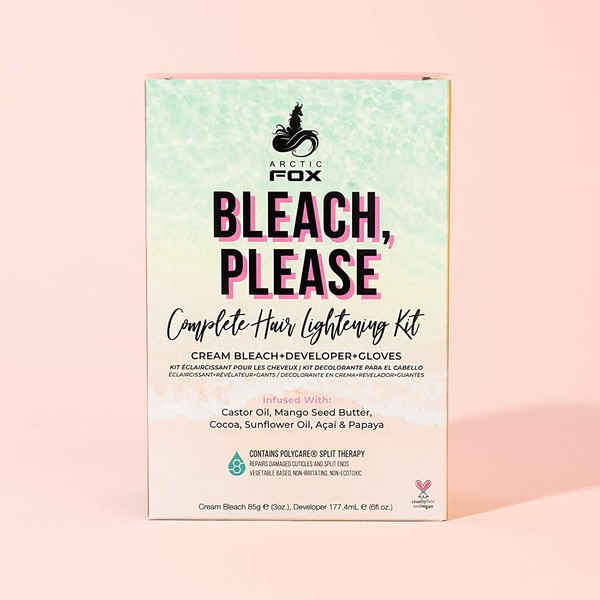 ARCTIC FOX Bleach Please Hair Lightening Kit Cream Bleach, 35 Volume Developer And Latex Free Gloves Infused With Acai, Cocoa, Sunflower Oil & Papaya! Vegan And Cruelty Free
