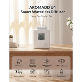 Aromadd U4 Smart HVAC Scent Diffuser for Home – 3000 Sq Ft Waterless Essential Oil Diffuser with Cold Air Tech, Whole House & Hotel Collection Scent Air Machine with Clock & Environmental Display