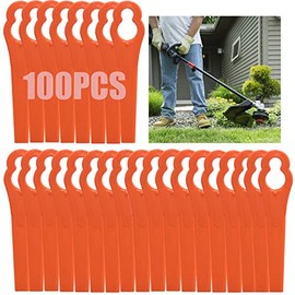 100 Pcs Grass Trimmer Replacement Blades, 83 mm Plastic Garden Mower Blades Cordless Lawn Mower Cutting Blades Lawn Strimmer Accessories Tool for Swift Ryobi Grass Strimmer-orange
