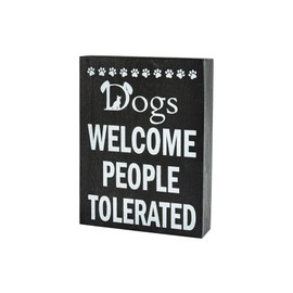 JennyGems Dogs Welcome People Tolerated | Funny Dog Signs | Pet Lovers | Dog Mom Gifts for Women | Pet Mom