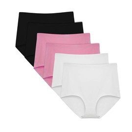FallSweet No Show High Waist Briefs Underwear for Women Seamless Panties,Pack of 6 (Black2White2RR2, L)