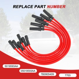 Spark Plug Wire 10.2mm Replacement for Dodge Grand Caravan Replacement for Chrysler Town & Country Pacifica Voyager 5019593AA 05019593AA 7B0905409 Set of 6