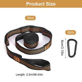 YGKYMVW Hammock Attachment, 2 m x 2.5 cm Rope for Hammock, Hammock Suspension with 2 Heavy Duty Carabiners, Hammock Attachment for Camping, Outdoor, Travel, Swing, Tree Hanging