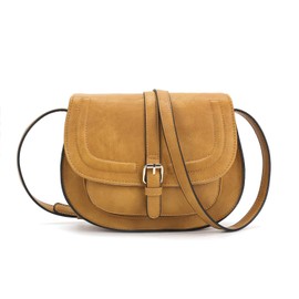 AFKOMST Crossbody Bag for Women Small Satchel and Shoulder Bag Vintage Saddle Handbags Vegan Leather