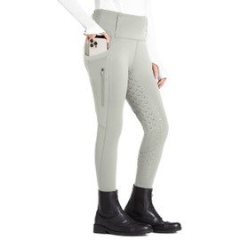 FitsT4 Sports Girls Riding Pants Full Seat High Waist Kids Equestrian Breeches Horse Schooling Tights Zipper Pockets Beige