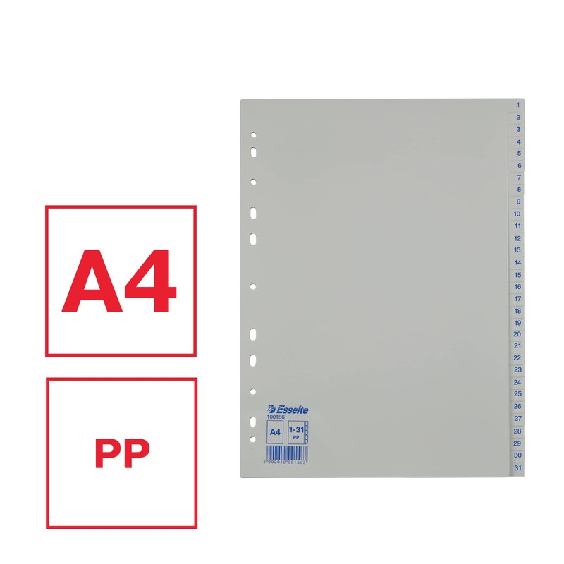 Leitz Esselte Index for A4, 31 Dividers, Tabs with Numbers