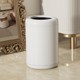 YOJIA 2.1 gallon/8L Bathroom Trash Can, Office Metal Open Top Waste Basket, Small Garbage Can, for Bedroom, Hotel, Powder Room, Hotel, Kitchen, Home (235 White)