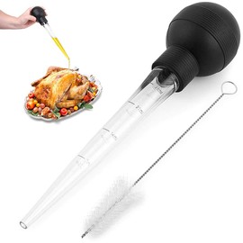 WBTY Turkey Baster Kit, Turkey Oil Dropper with Cleaning Brush Chicken Barbecue Food Baster Barbecue Pipe Kitchen Cooking Gadgets with Scale