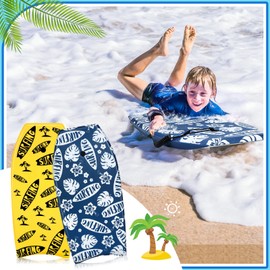 Blueweenly 2 Pcs 41'' Body Boards for Beach, Lightweight PE Bodyboard Surfboards with EPS Core, Wrist Leash, XPE Deck and HDPE Slick Bottom for Kids Teens Adults Pool Surfing(Hawaii Style)