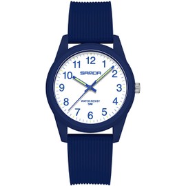 findtime Blau Damenuhren 5ATM Wasserdicht, Einfach Minimallistic Armbanduhr für Damen Silikon Armband Analog Quarz Sportuhr für Mädchen Frauen Kids