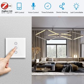 ZigBee Roller Shutter Switch, UseeLink Alexa Roller Shutter Switch, Smart Blinds Switch with Touch Panel Compatible with Alexa and Google Home, App Controllable and Timer, Requires Tuya ZigBee Hub, 2