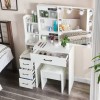 White Bedroom Vanity Dressing Desk Makeup Table Stool Set w/