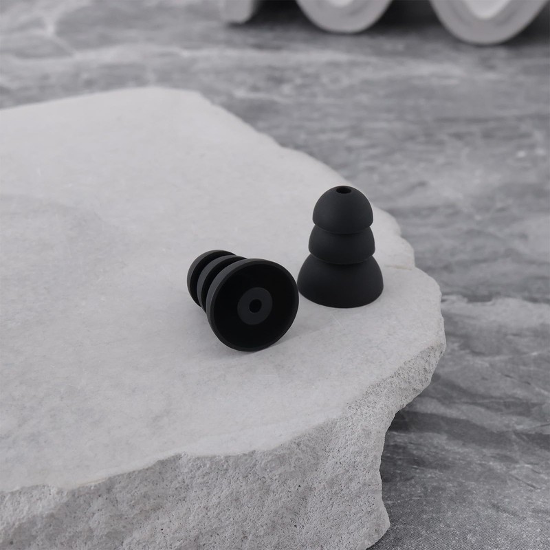 eMagTech 6 Pairs 3 Flange Noise Reducing Earplugs with 2mm