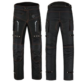 Motorcycle Pant for Men Motocross Waterproof Pant with CE Armored Adventure Motorbike Riding Pants – All Weather (US, Waist Inseam, 32, 30, Orange)