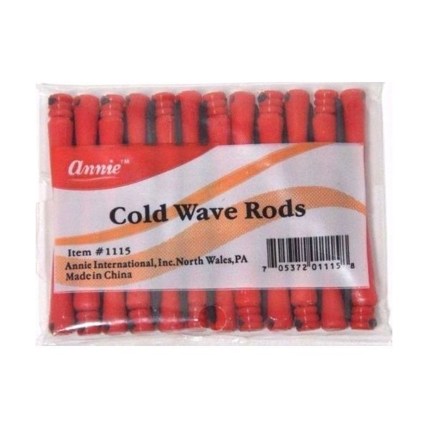 Annie Short Cold Wave Rods with Rubber Band #1115, 12 Count Red 1/10 Inch (2 Pack)