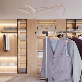 Relaxdays Set of 5 Wooden Clothes Hangers, Folding Hangers, Gentle on the Collar, Width: 44 cm, Sturdy Wooden Hangers, Natural/White