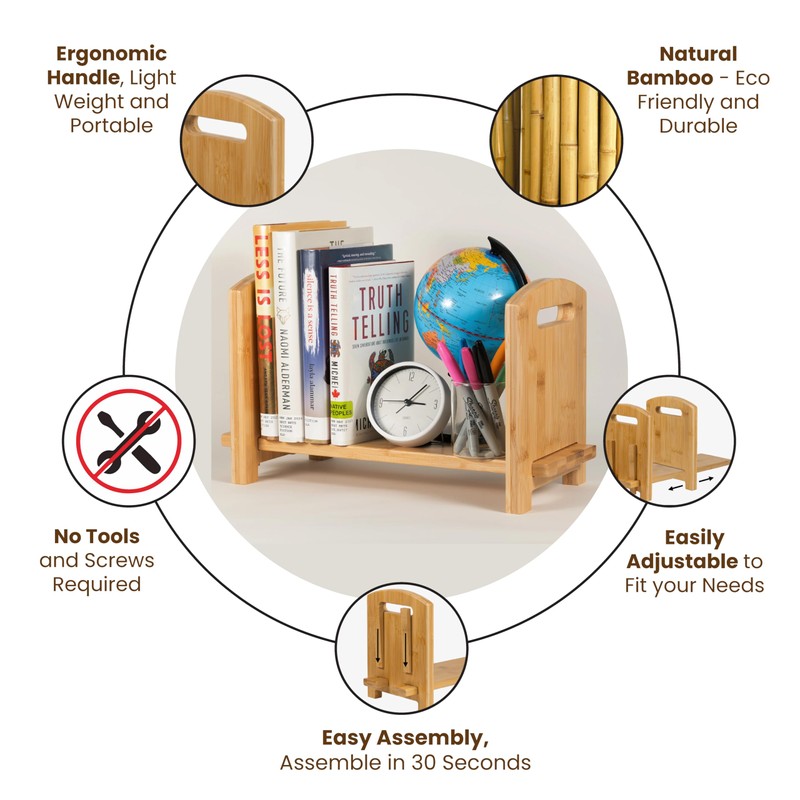 COSTA BUNNY COSTA BUNNY Adjustable Desktop Bookshelf - Sturdy Desk
