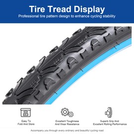 FengCan 24 x 1.75 Bicycle Tyres 47-507 24 x 1.75 Bicycle Tyres, Foldable, 24 Inch Tyres Suitable for 24 x 1.75 47-507 City/Gravel/Mountain/Road Bike Tyres (One)