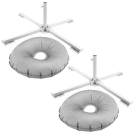 QWORK Umbrella Base Holder, 2 Pack Heavy-Duty Beach Umbrella Stand with Foldable Legs & 2 Extra Weight Bag, for Umbrellas, Christmas Trees, Flags